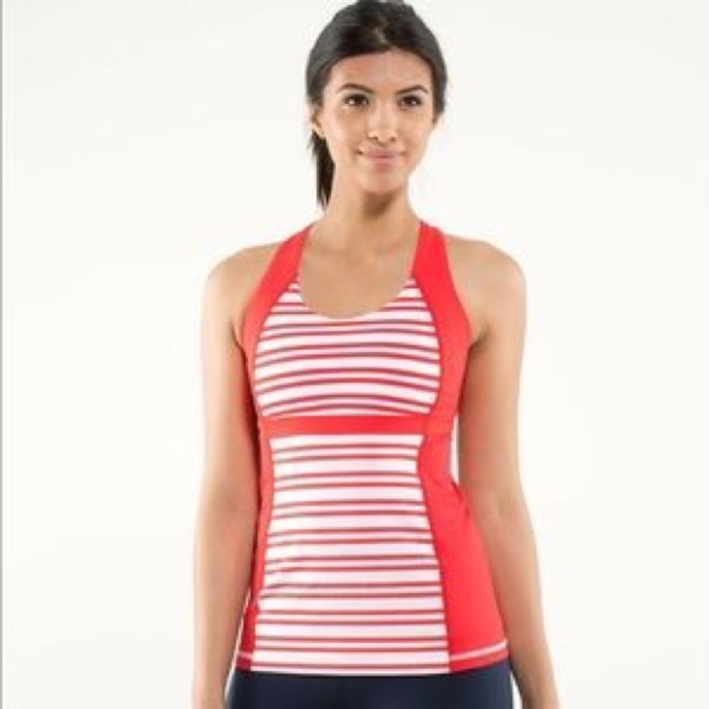 Lululemon Red and White striped workout Tank